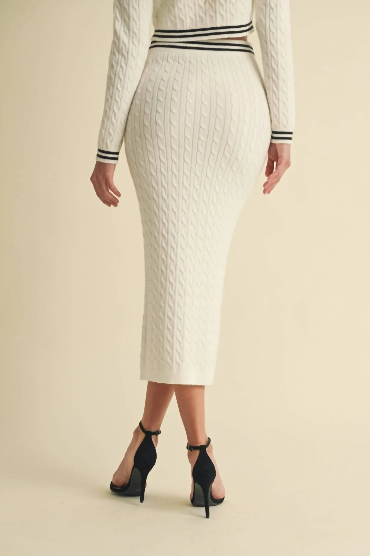 Sweater Knit Maxi Skirt In Off White