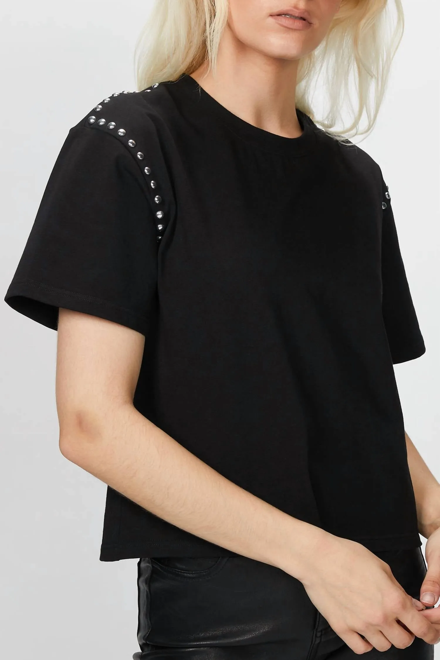 T-Shirt With Studs In Black