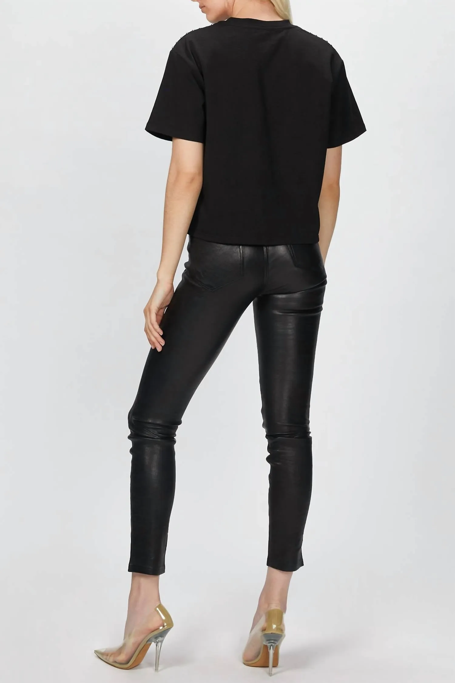 T-Shirt With Studs In Black