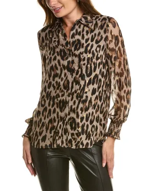 T Tahari Smocked Cuff Blouse