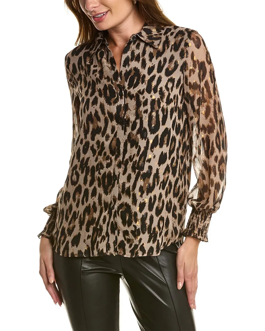 T Tahari Smocked Cuff Blouse