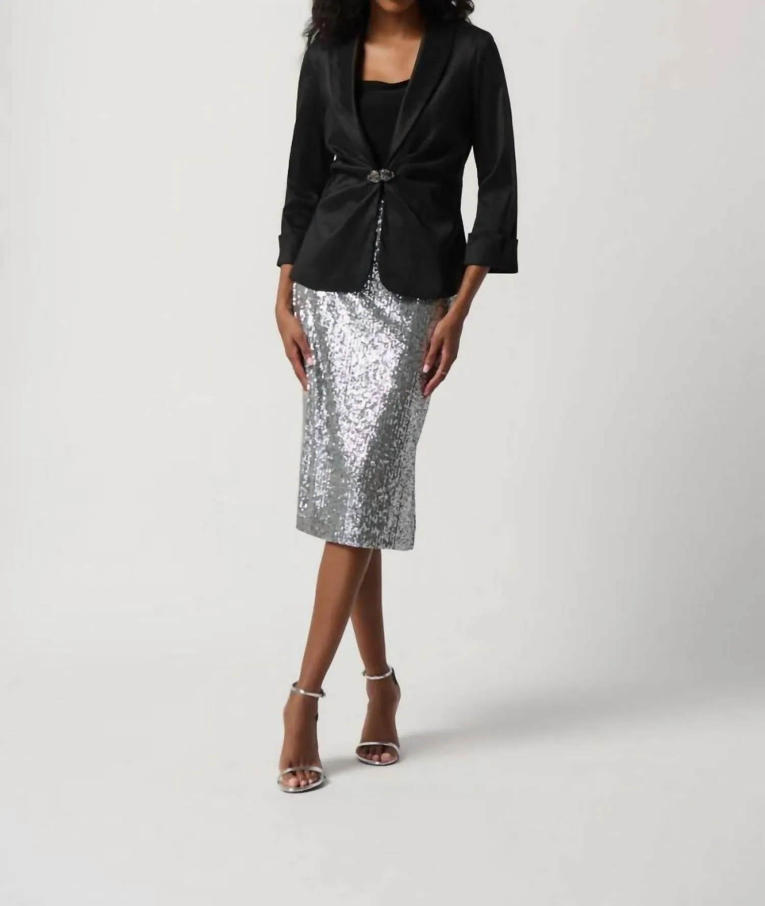 Taffeta Fitted Blazer In Black
