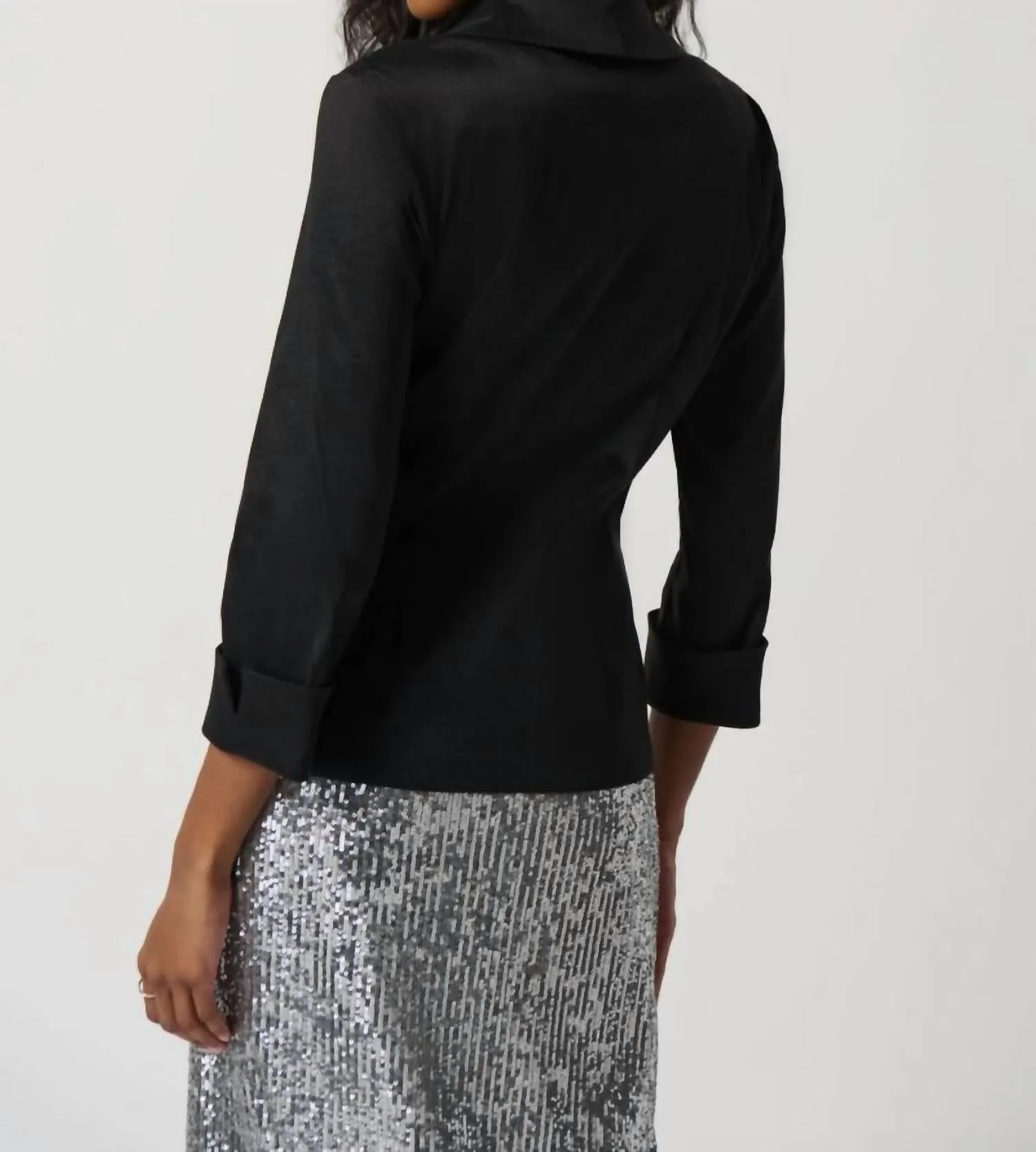Taffeta Fitted Blazer In Black