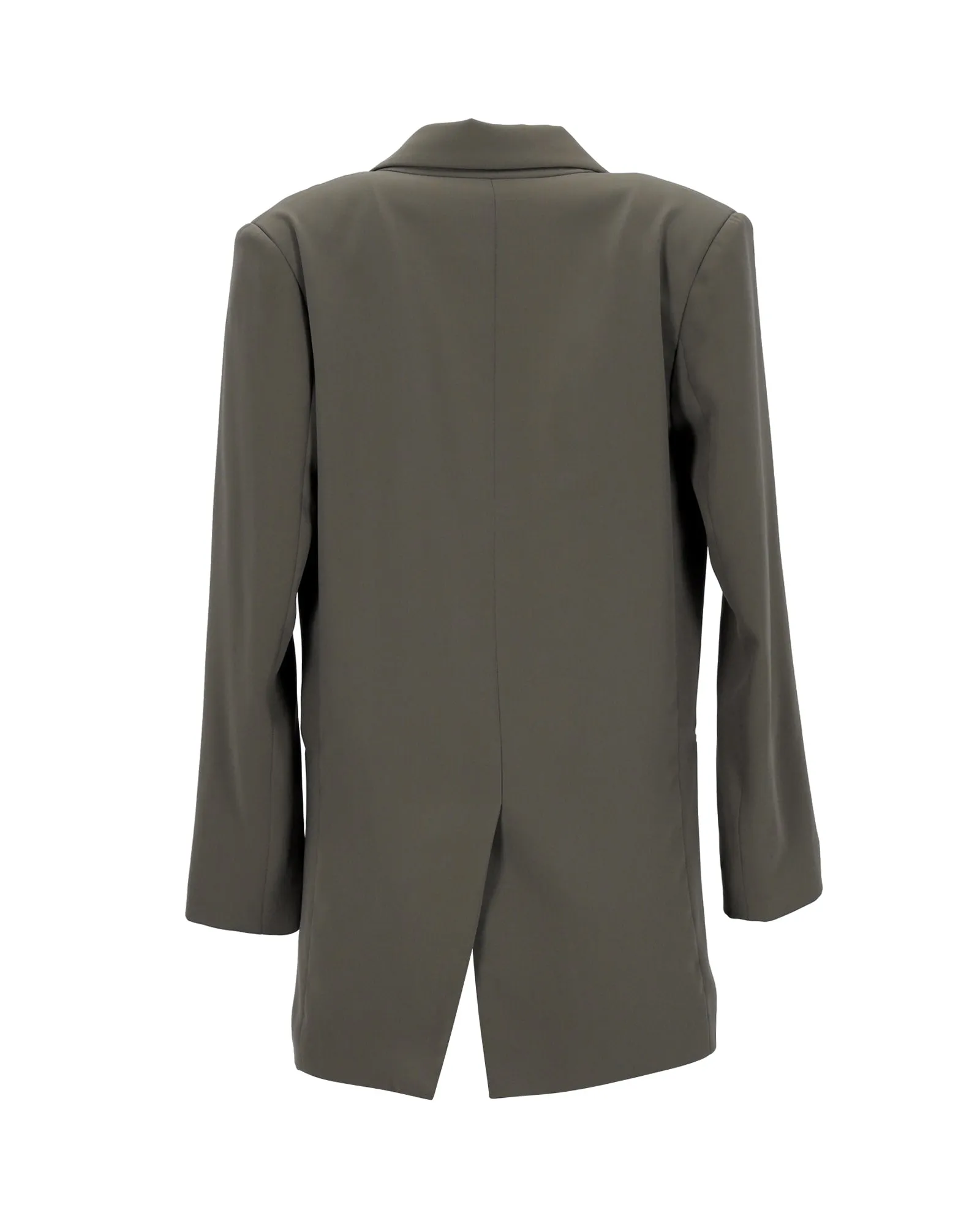 The Frankie Shop Single-Breasted Blazer in Olive Green Polyester