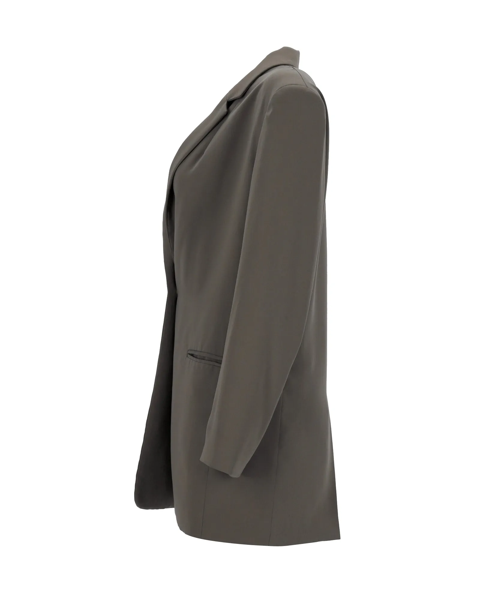 The Frankie Shop Single-Breasted Blazer in Olive Green Polyester