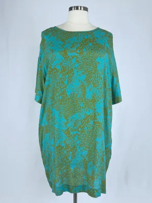 The Kit. Size 3X (24) Turquoise & Lime Abstract Animal Dress