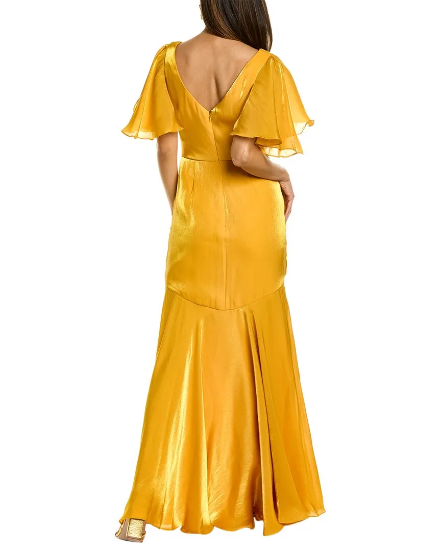 Theia Tamara Flutter Sleeve Gown
