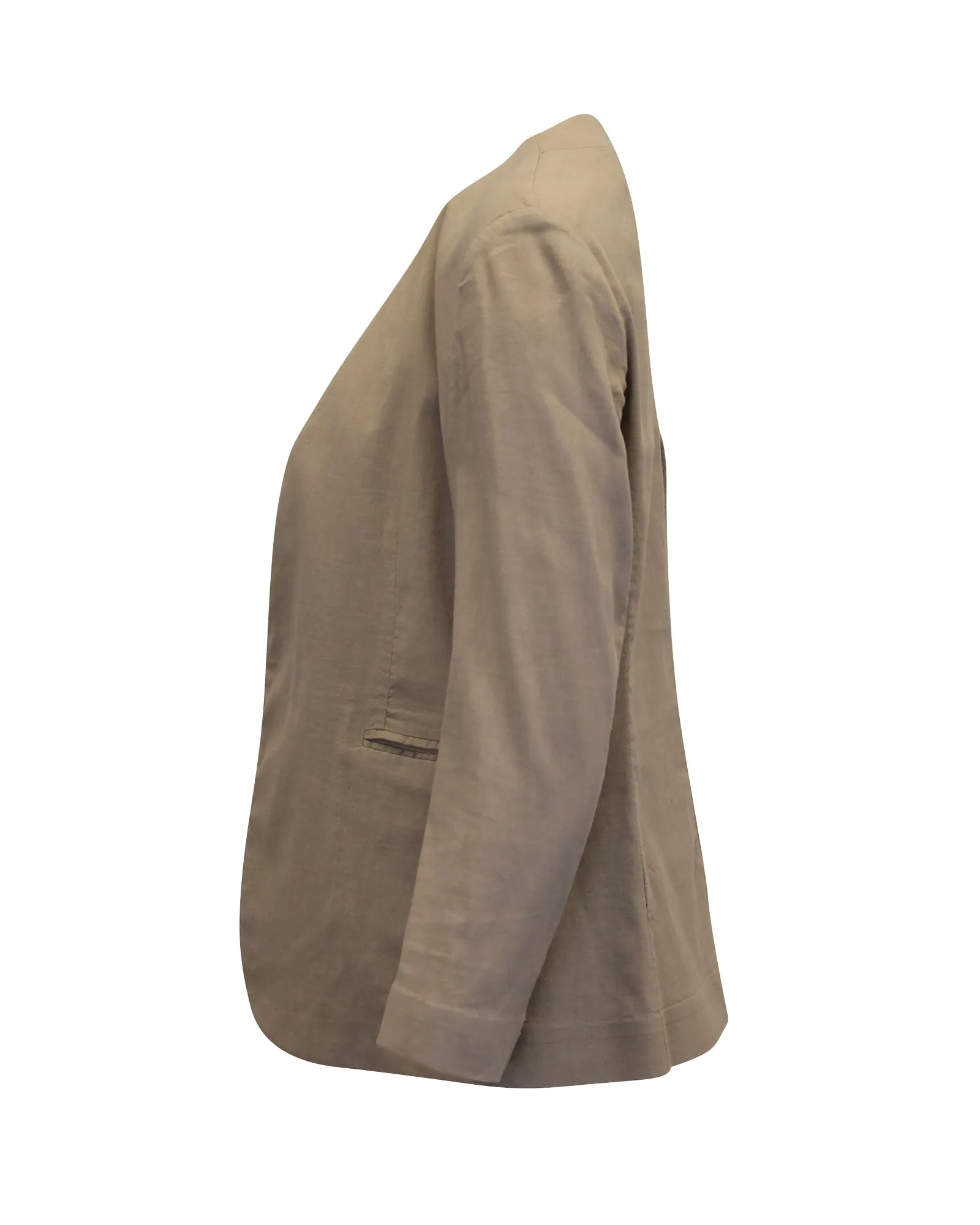 Theory Open-Front Blazer in Beige Linen