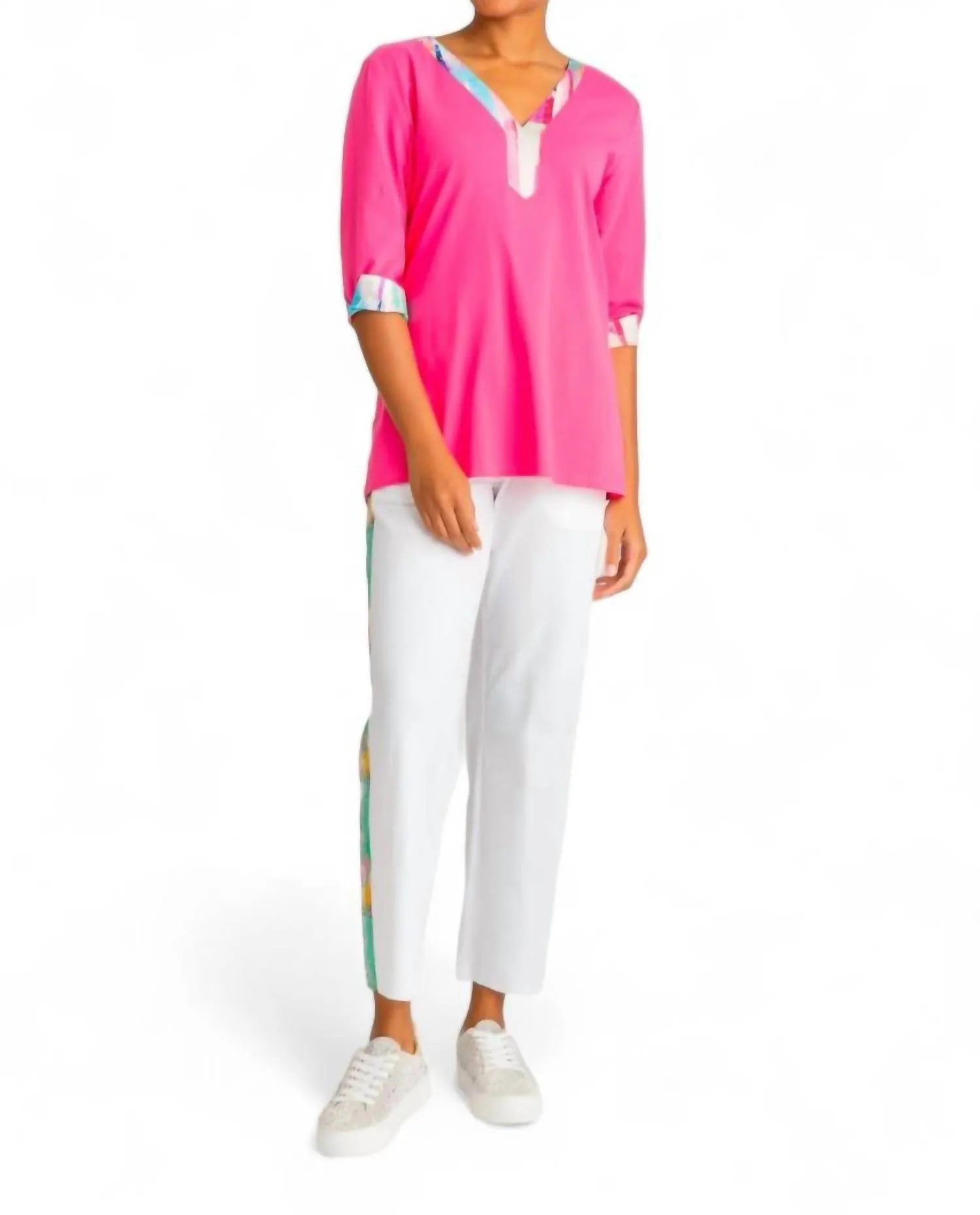 Tie Dye Mixer Tee In Hot Pink