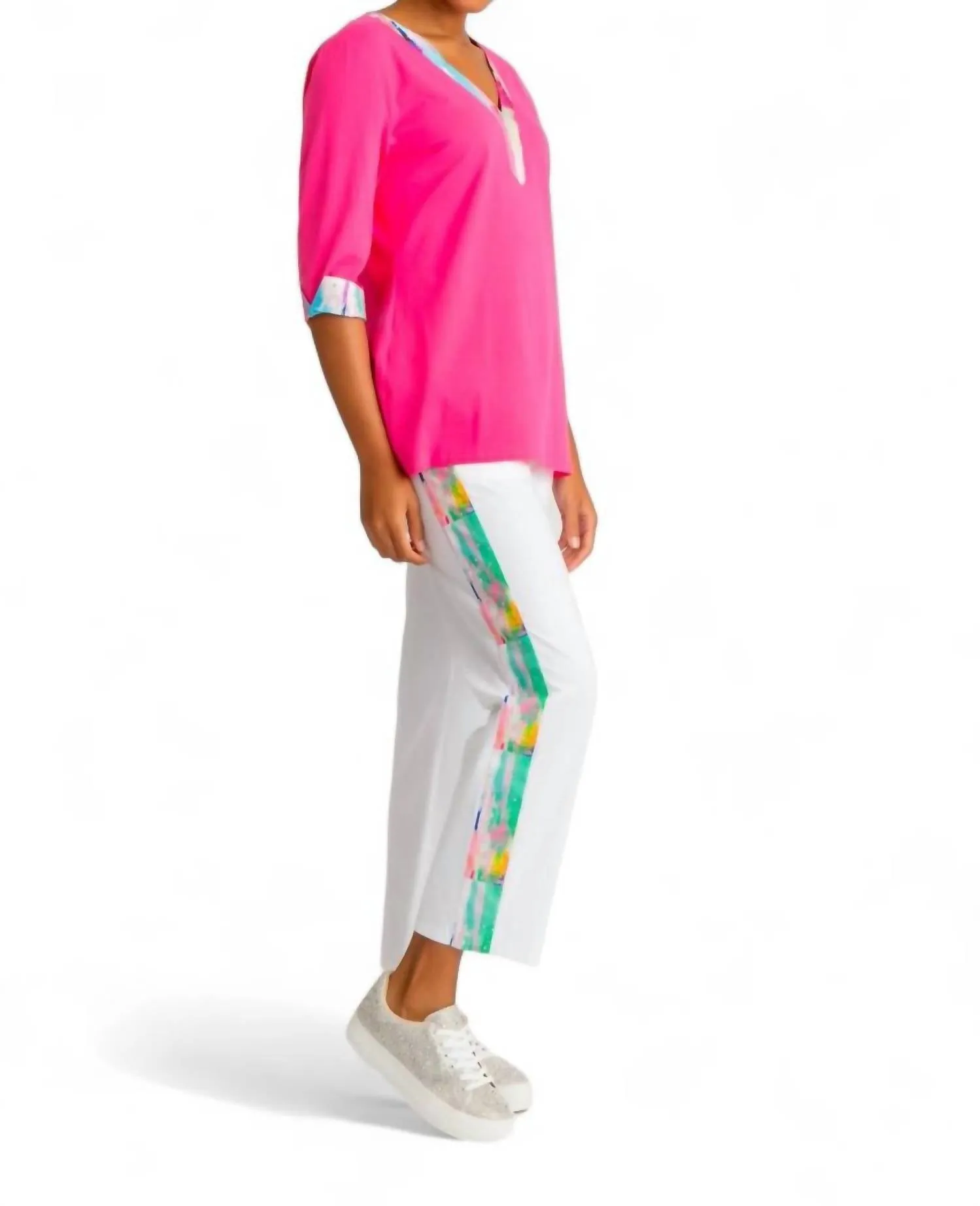 Tie Dye Mixer Tee In Hot Pink