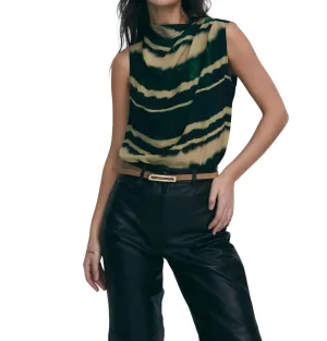 Tie Dye Sleeveless Top In Green/ivory