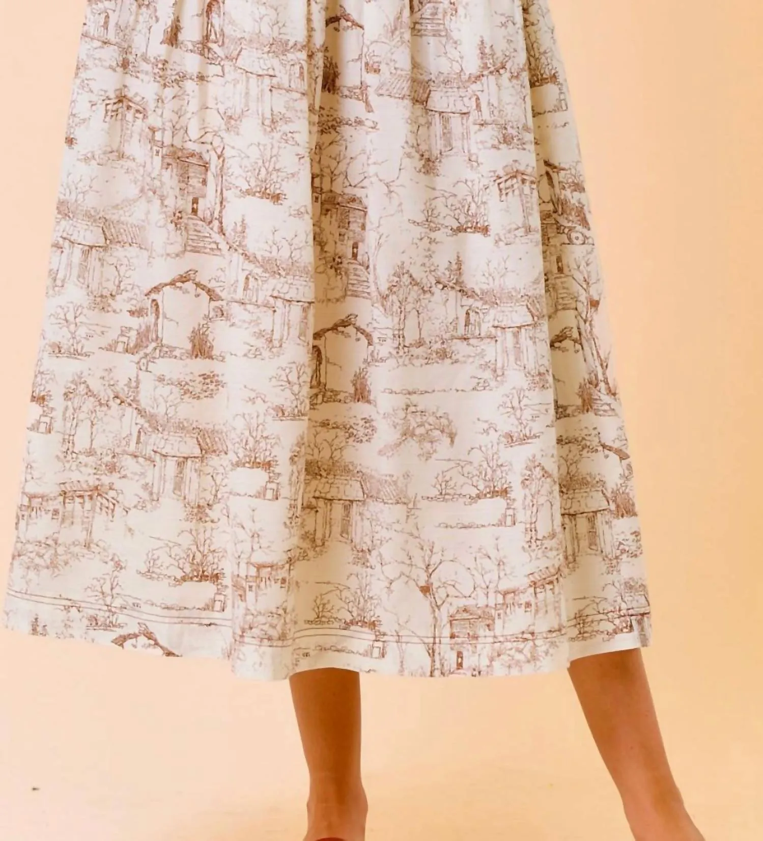 Toile Skirt In White Multi