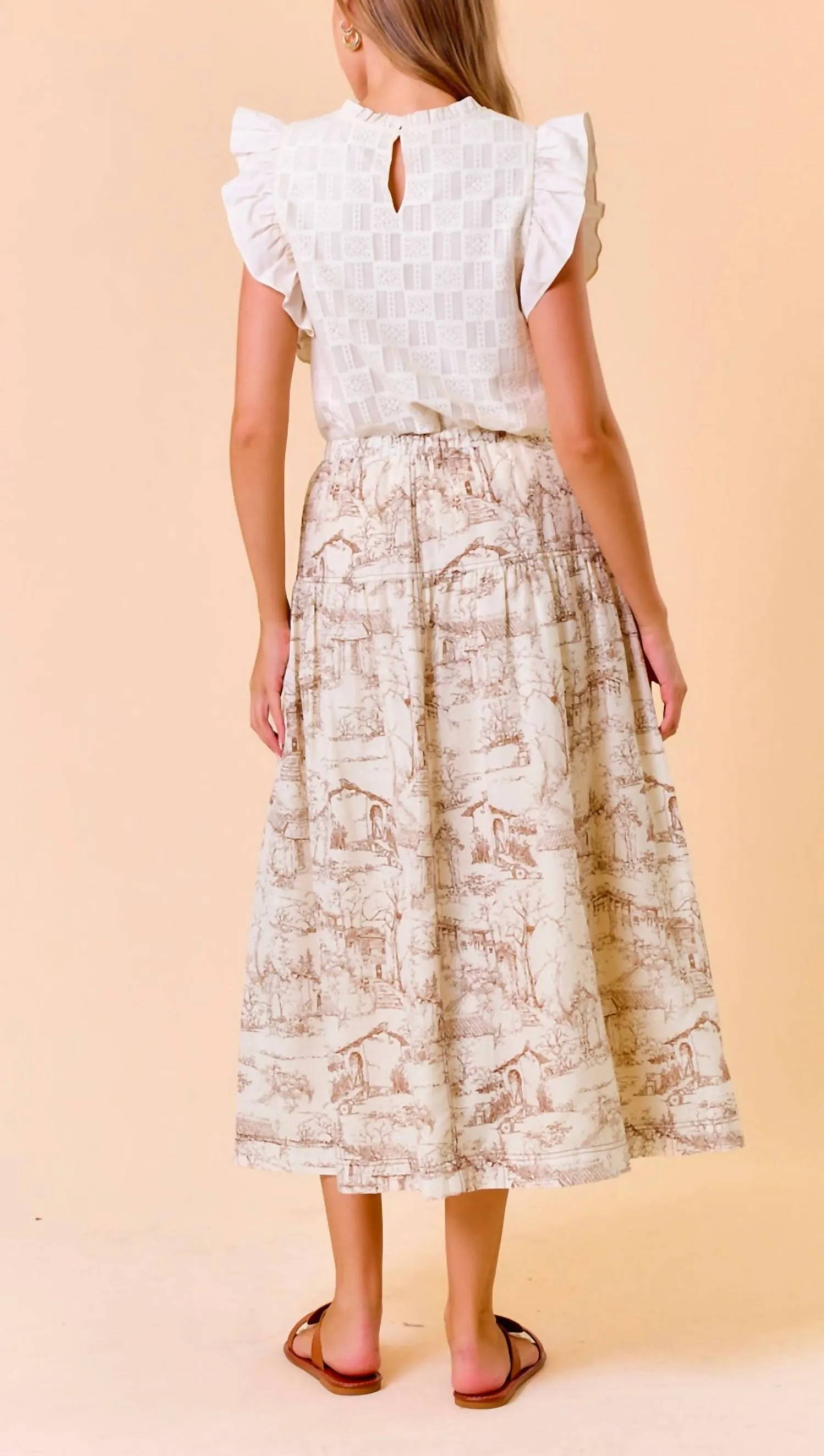 Toile Skirt In White Multi