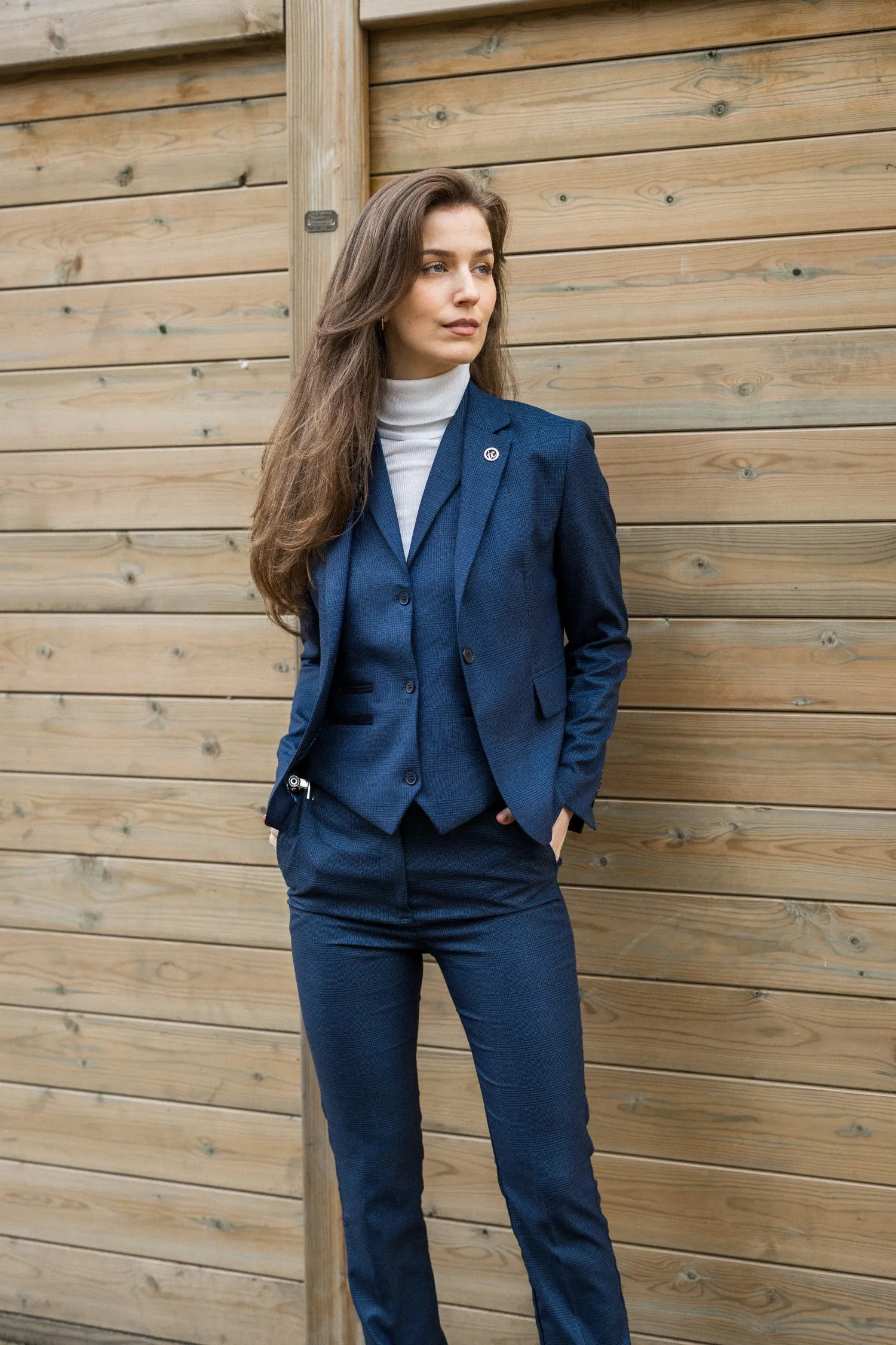 TPW - Suit 3 Piece Prince Of Wales Check Tailored Fit Business Formal Ladies Dress