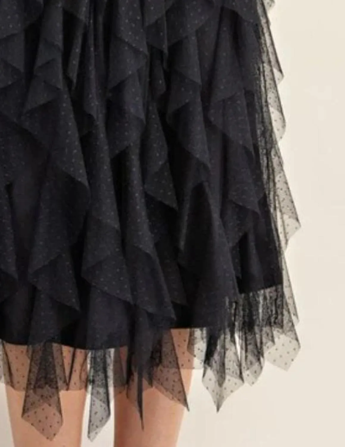 Tulle Layered Midi Skirts In Black Embellished