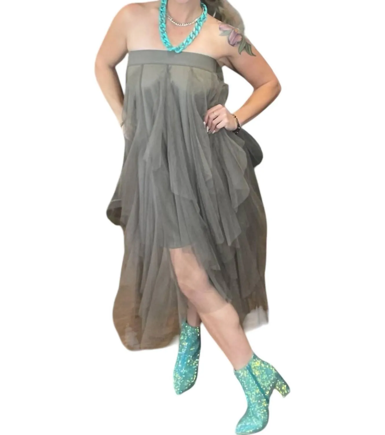 Tulle Skirt In Mocha