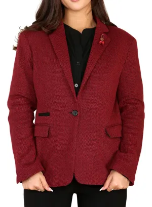 Tweed Herringbone Blazer Wool Acrylic Blend