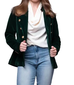 Verona Velvet Blazer In Dark Green