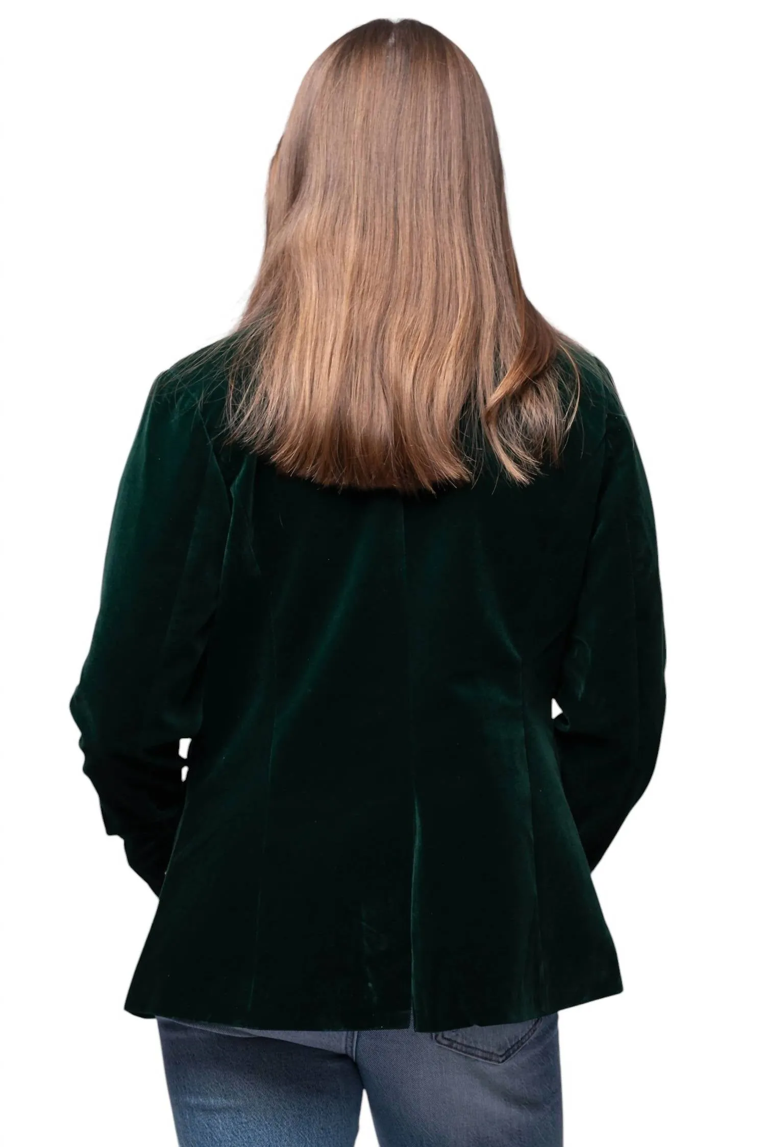 Verona Velvet Blazer In Dark Green
