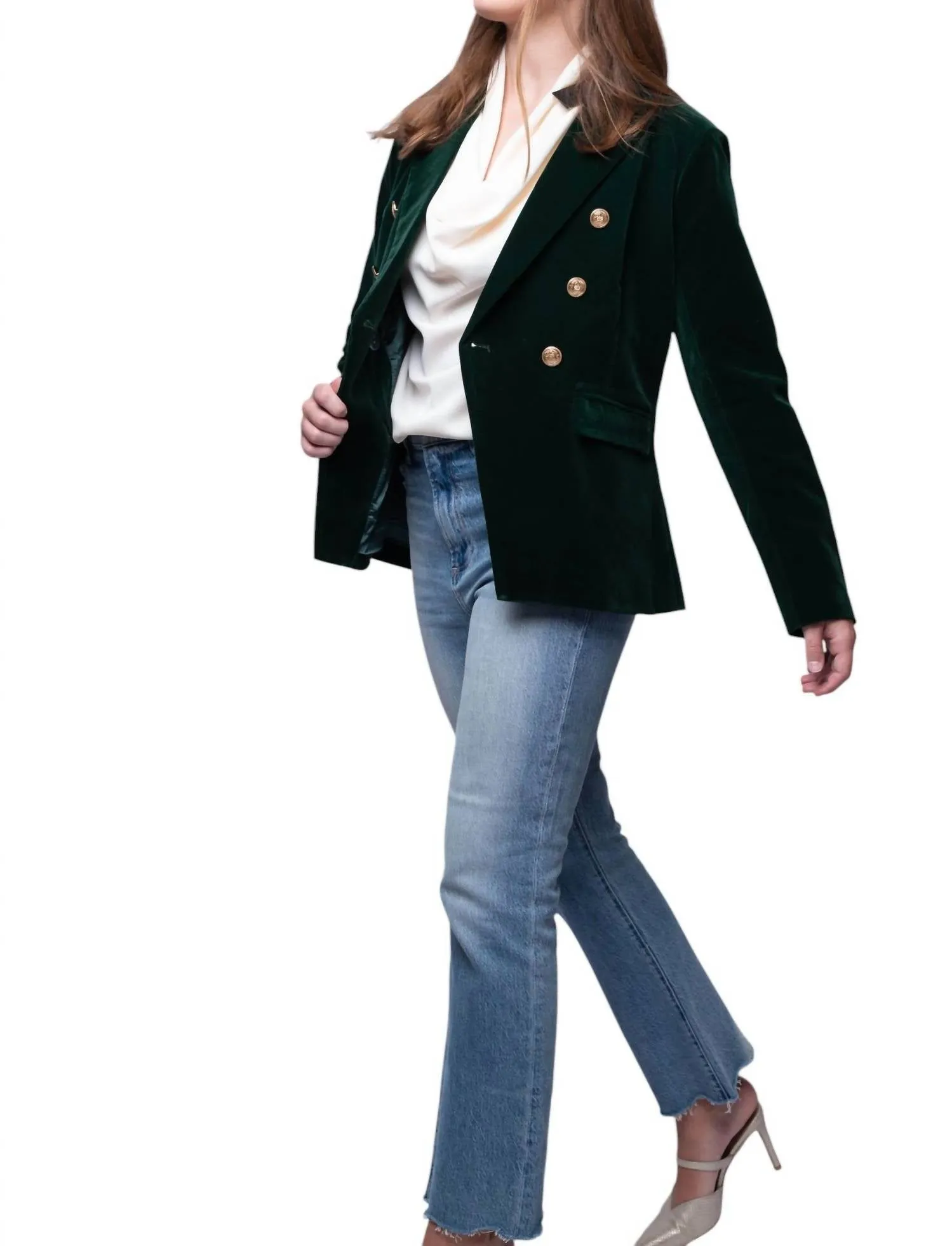 Verona Velvet Blazer In Dark Green