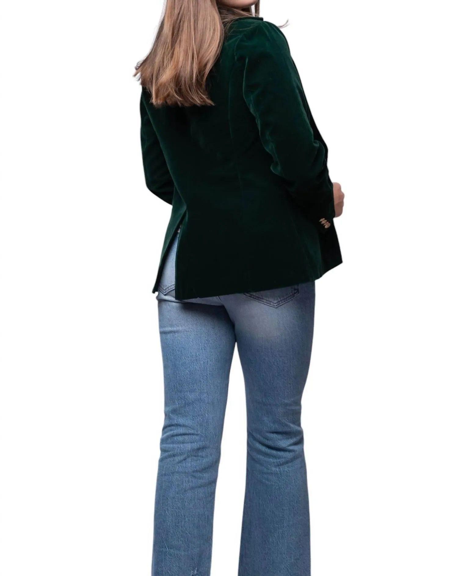 Verona Velvet Blazer In Dark Green