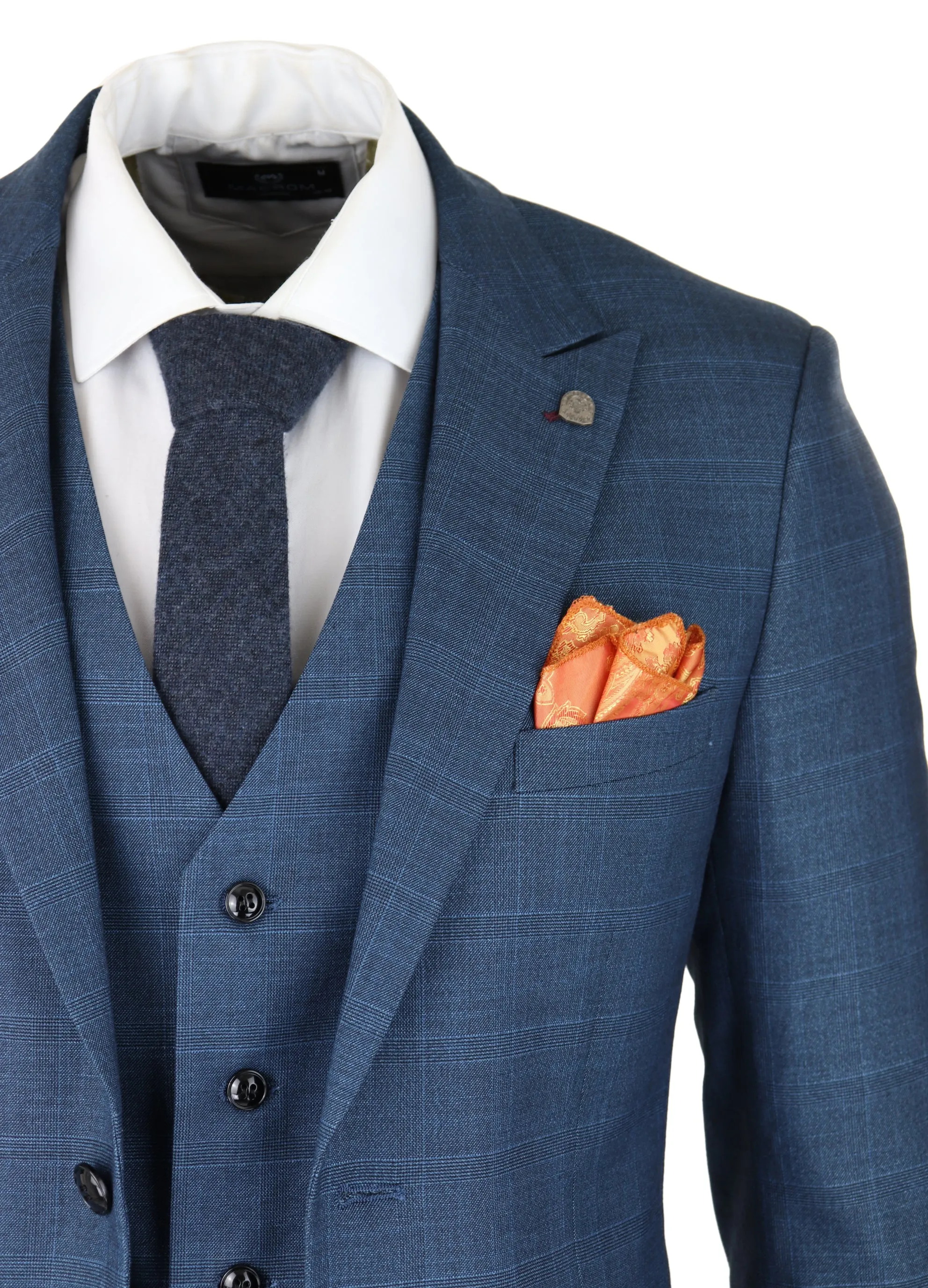 Viceroy 3 Piece Check Blue Suit