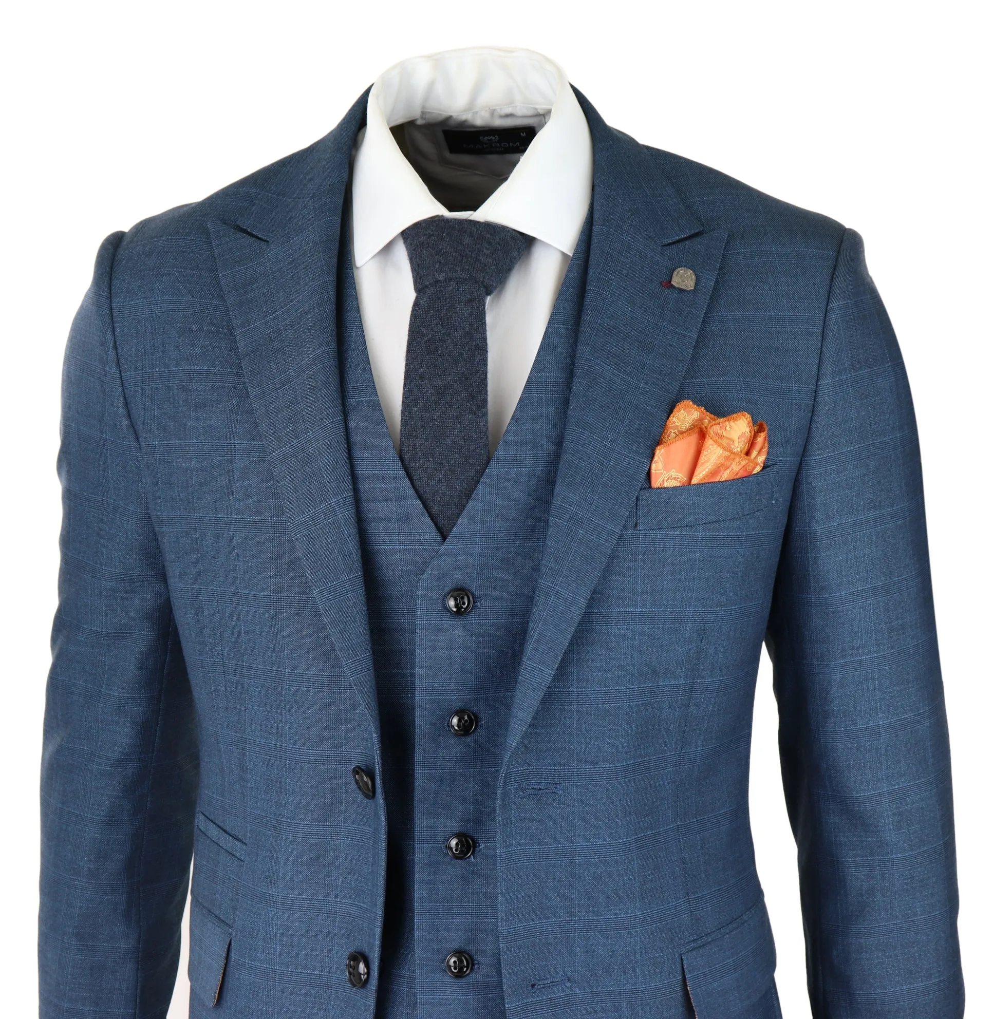 Viceroy 3 Piece Check Blue Suit