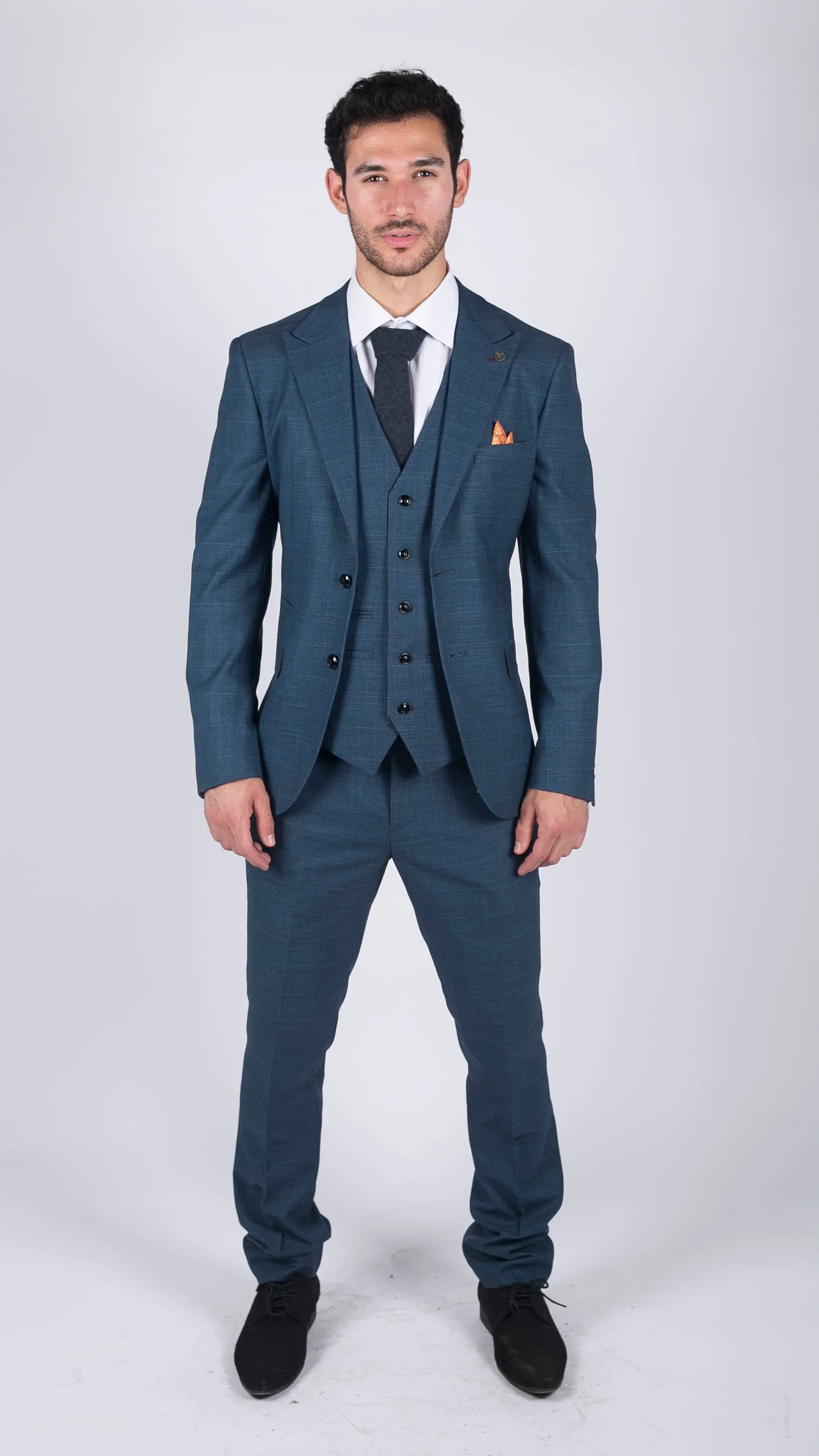 Viceroy 3 Piece Check Blue Suit