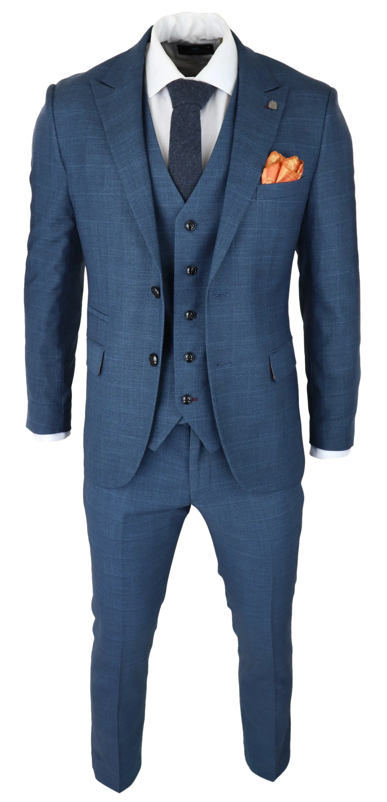 Viceroy 3 Piece Check Blue Suit