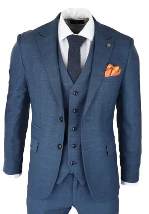 Viceroy 3 Piece Check Blue Suit