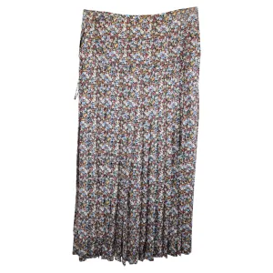 Victoria Beckham Pleated Floral-Print Metallic Maxi Skirt in Multicolor Silk