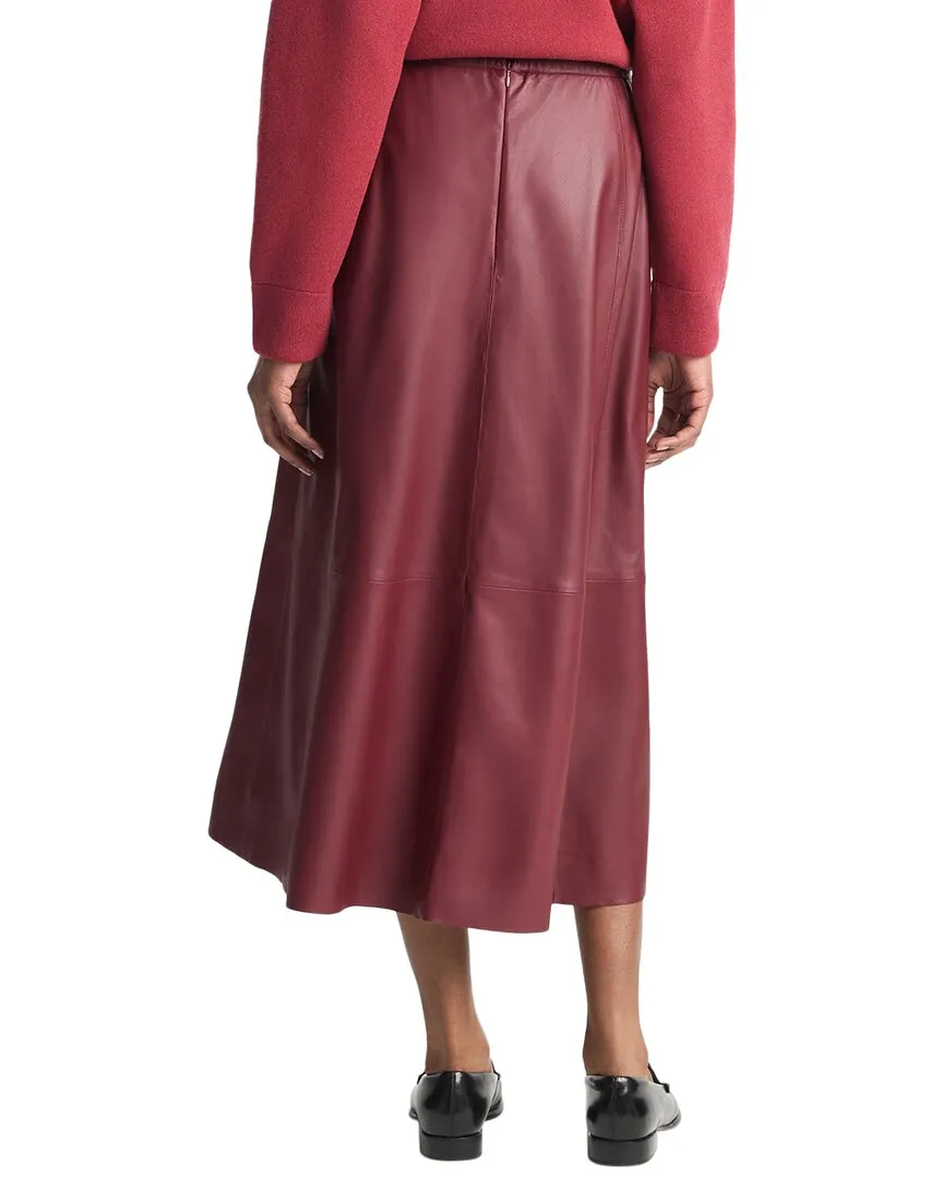 Vince Mid-Rise Leather Gathered Skirt