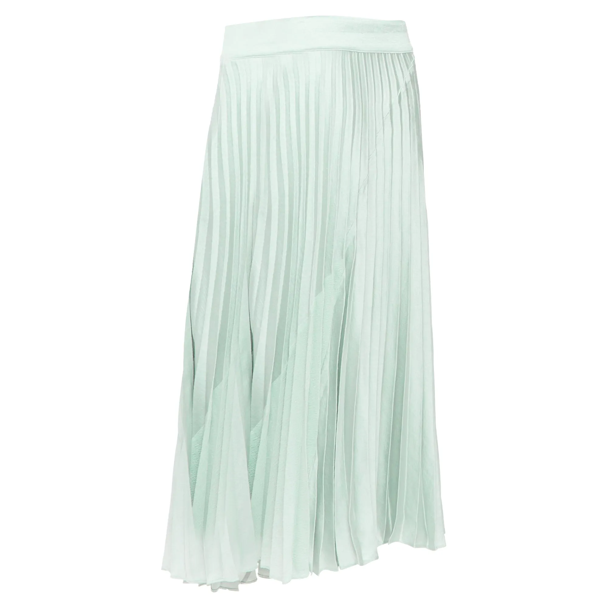 Vince mint multi fabric panelled pleated midi skirt