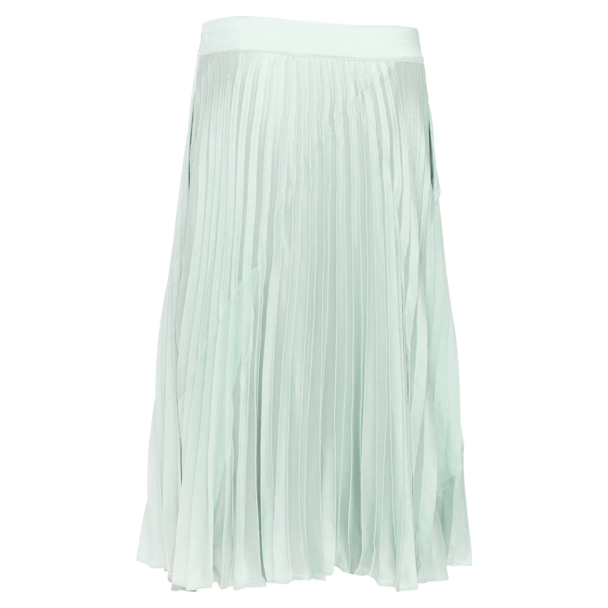 Vince mint multi fabric panelled pleated midi skirt