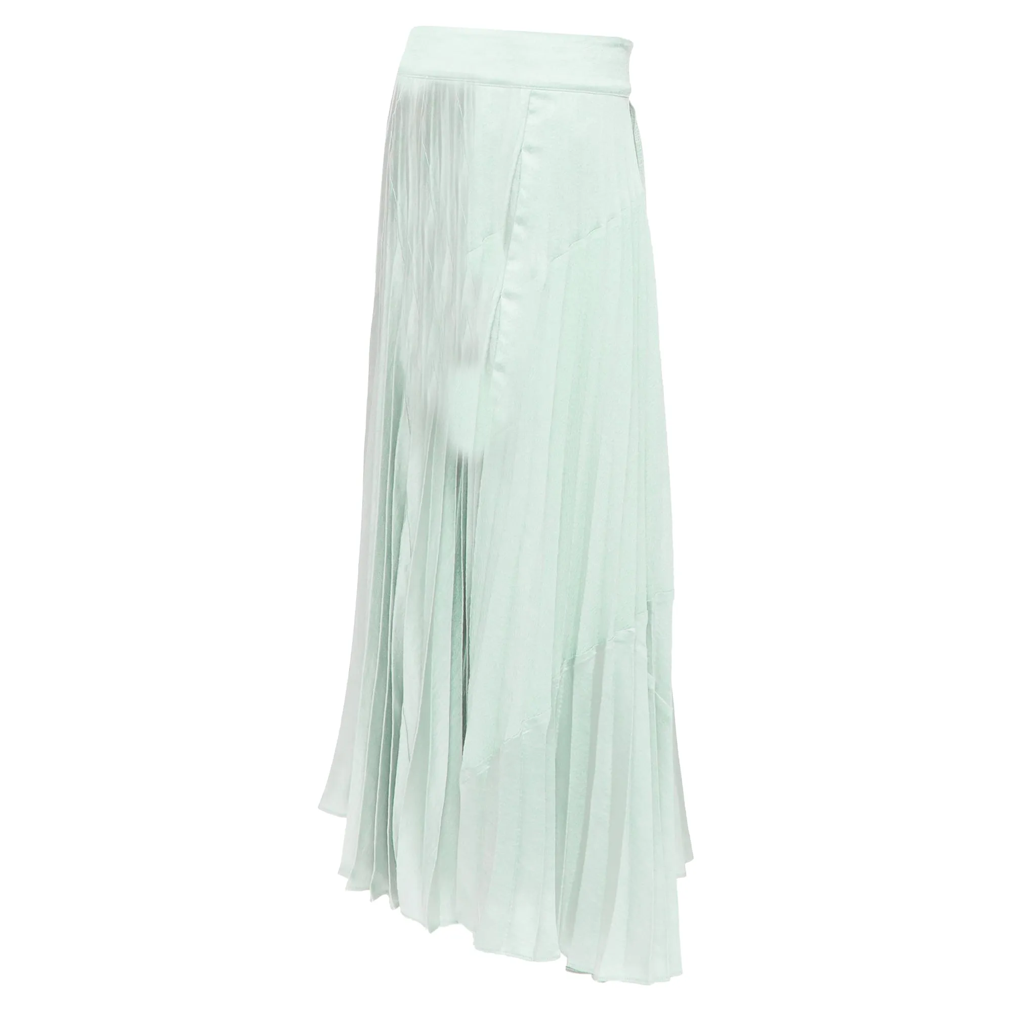 Vince mint multi fabric panelled pleated midi skirt