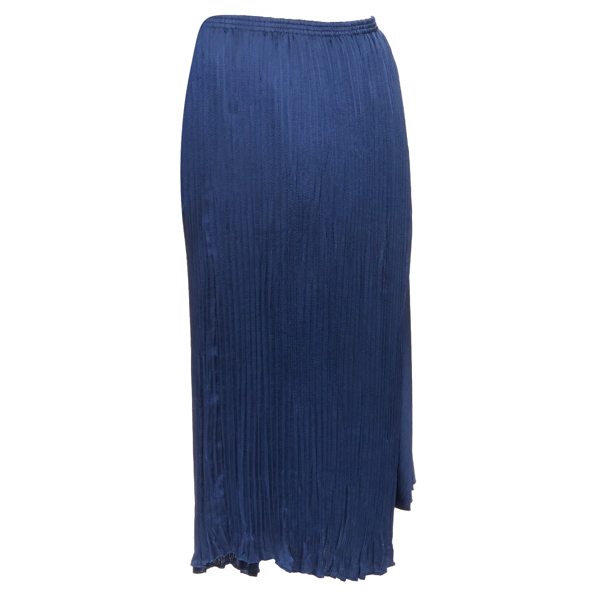 Vince multi plisse elastic waist asymmetric hem midi skirt