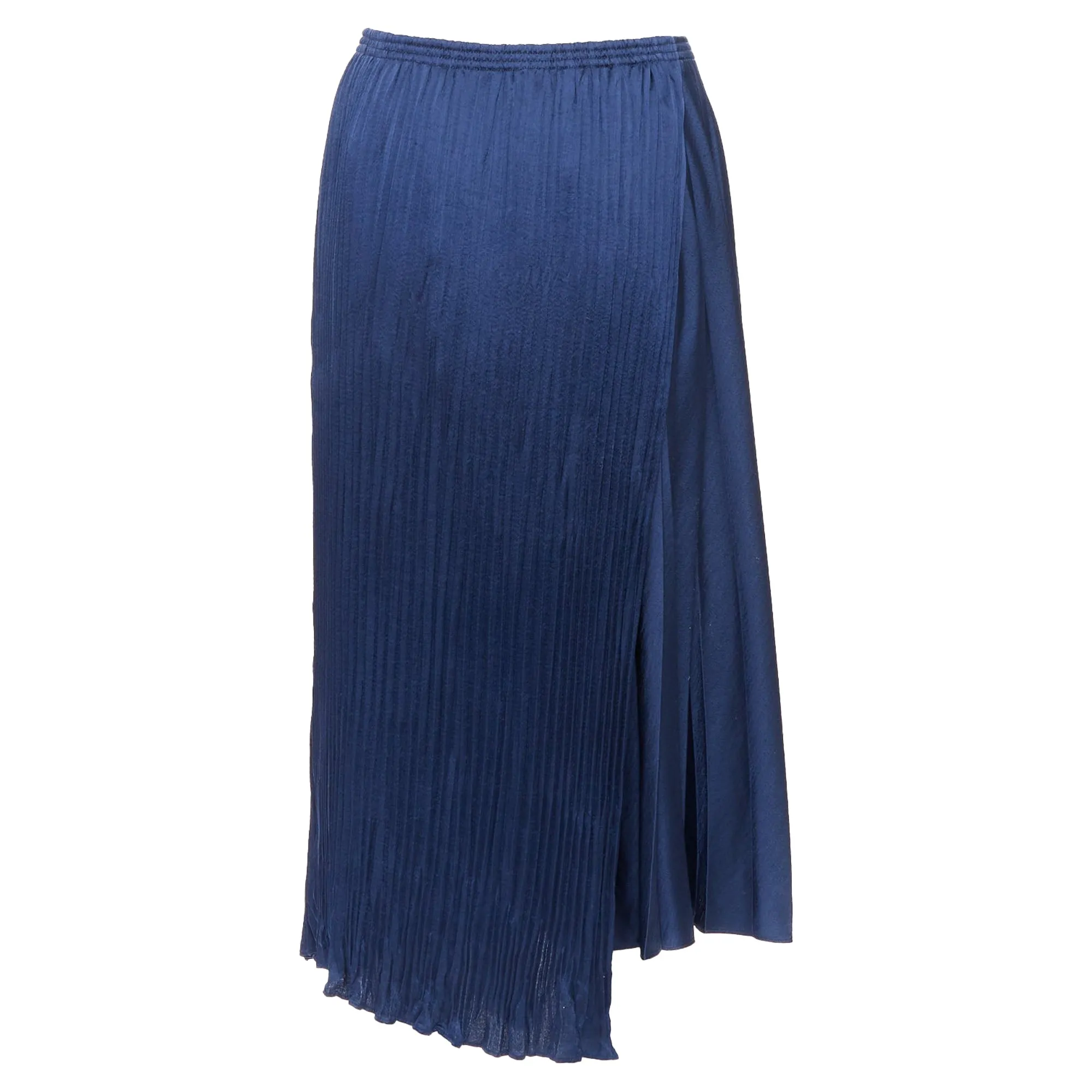 Vince multi plisse elastic waist asymmetric hem midi skirt