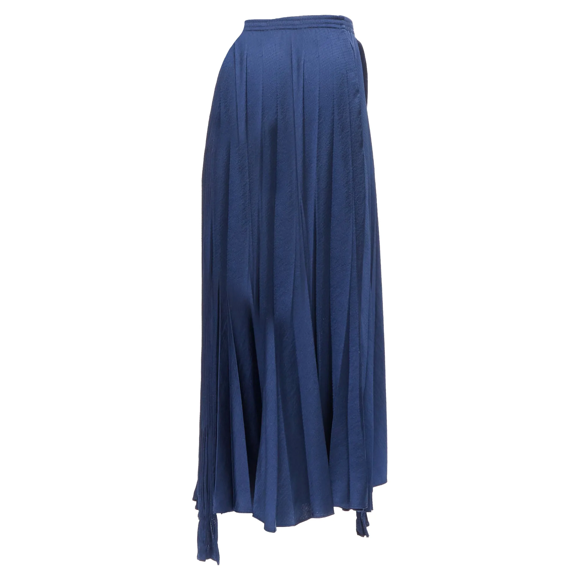 Vince multi plisse elastic waist asymmetric hem midi skirt