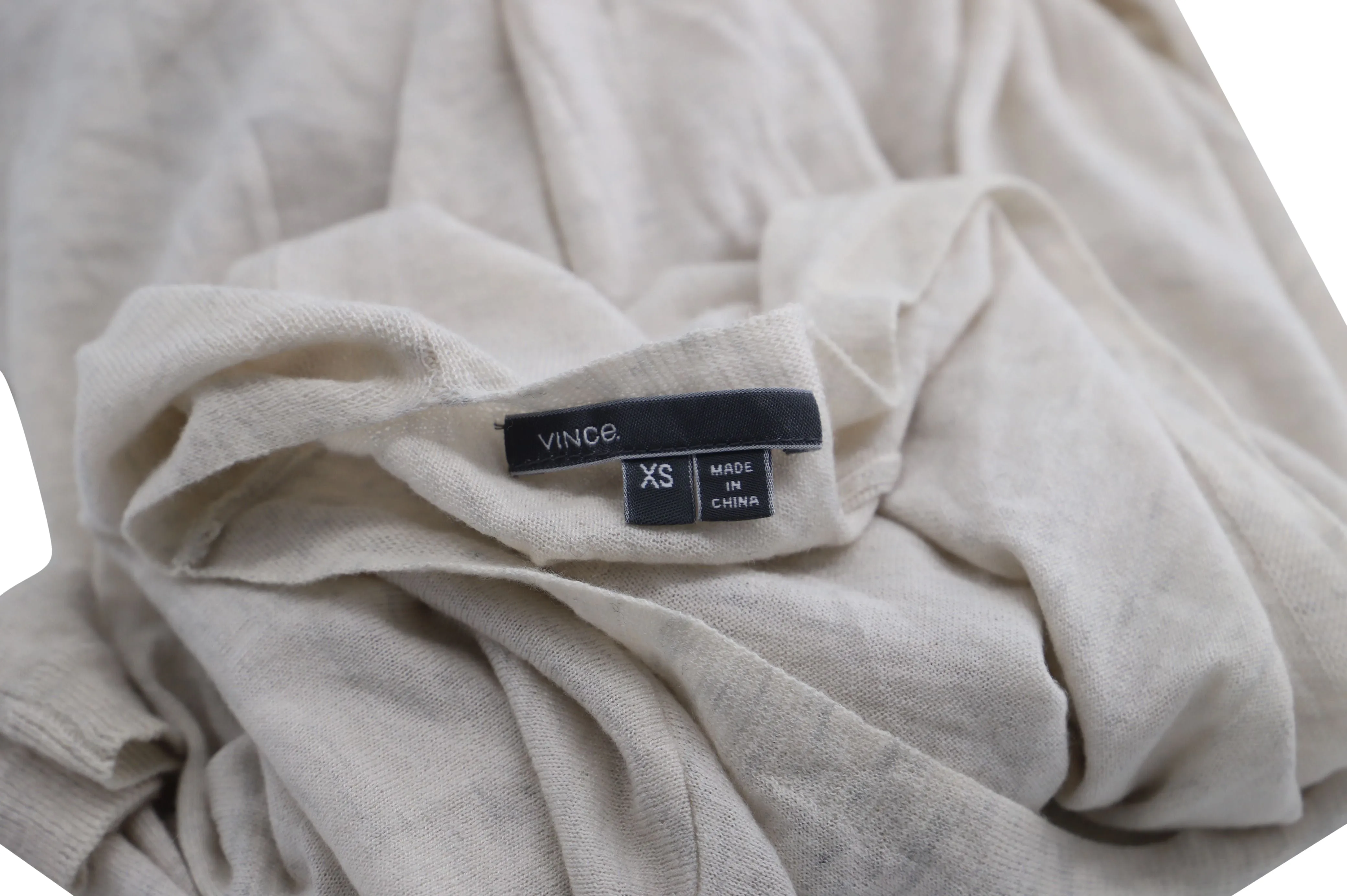 Vince V Neck Sweater in Cream Wool