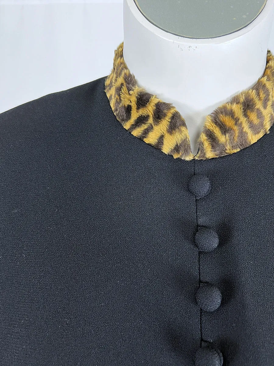 Vintage Santa Fe Size 14 Black & Brown Animal Print Dress