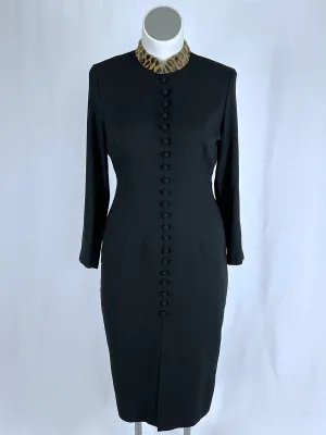 Vintage Santa Fe Size 14 Black & Brown Animal Print Dress