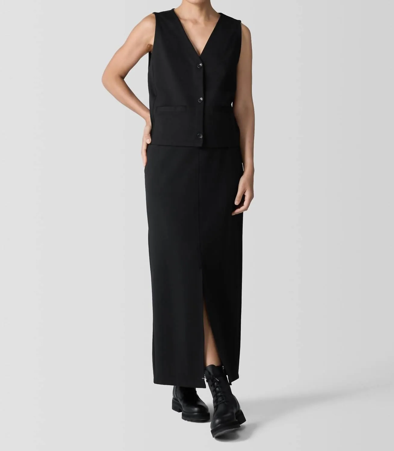Washable Flex Ponte Skirt In Black