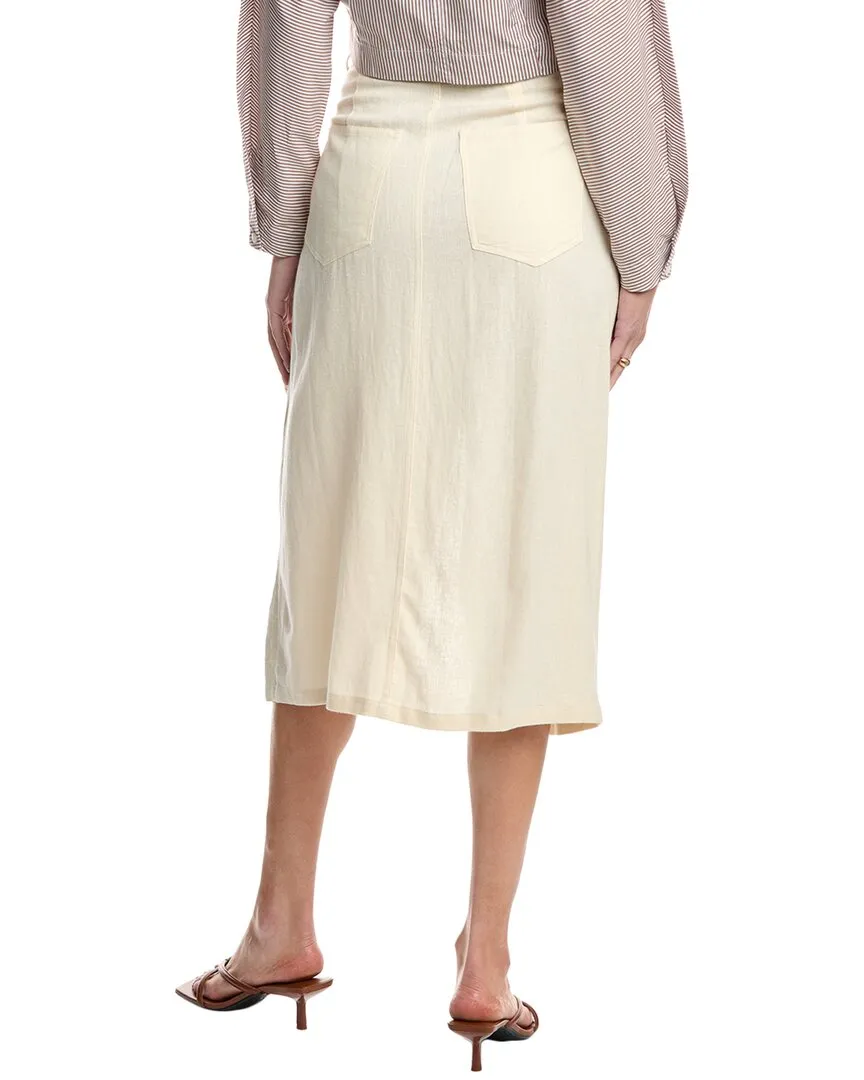 WeWoreWhat Front Slit Linen-Blend Midi Skirt