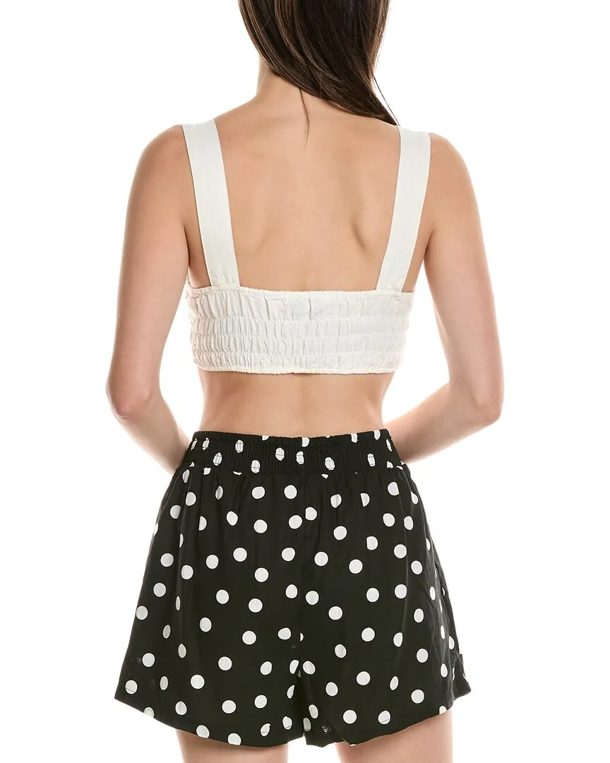 WeWoreWhat Smocked Linen-Blend Tank