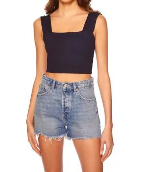 Wide Strap Crop Tank Top In Midnight