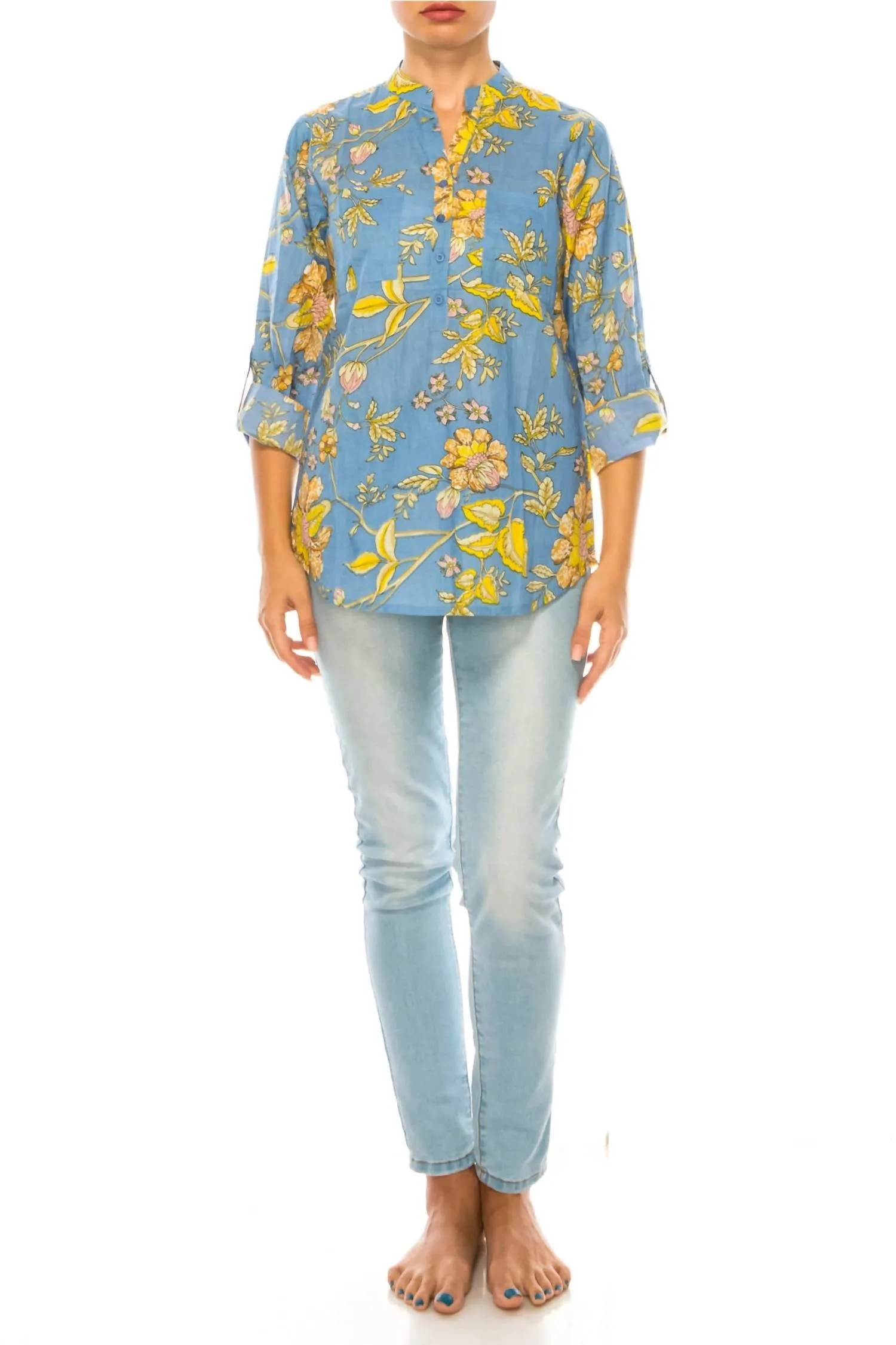 Women In Light Blue Floral
