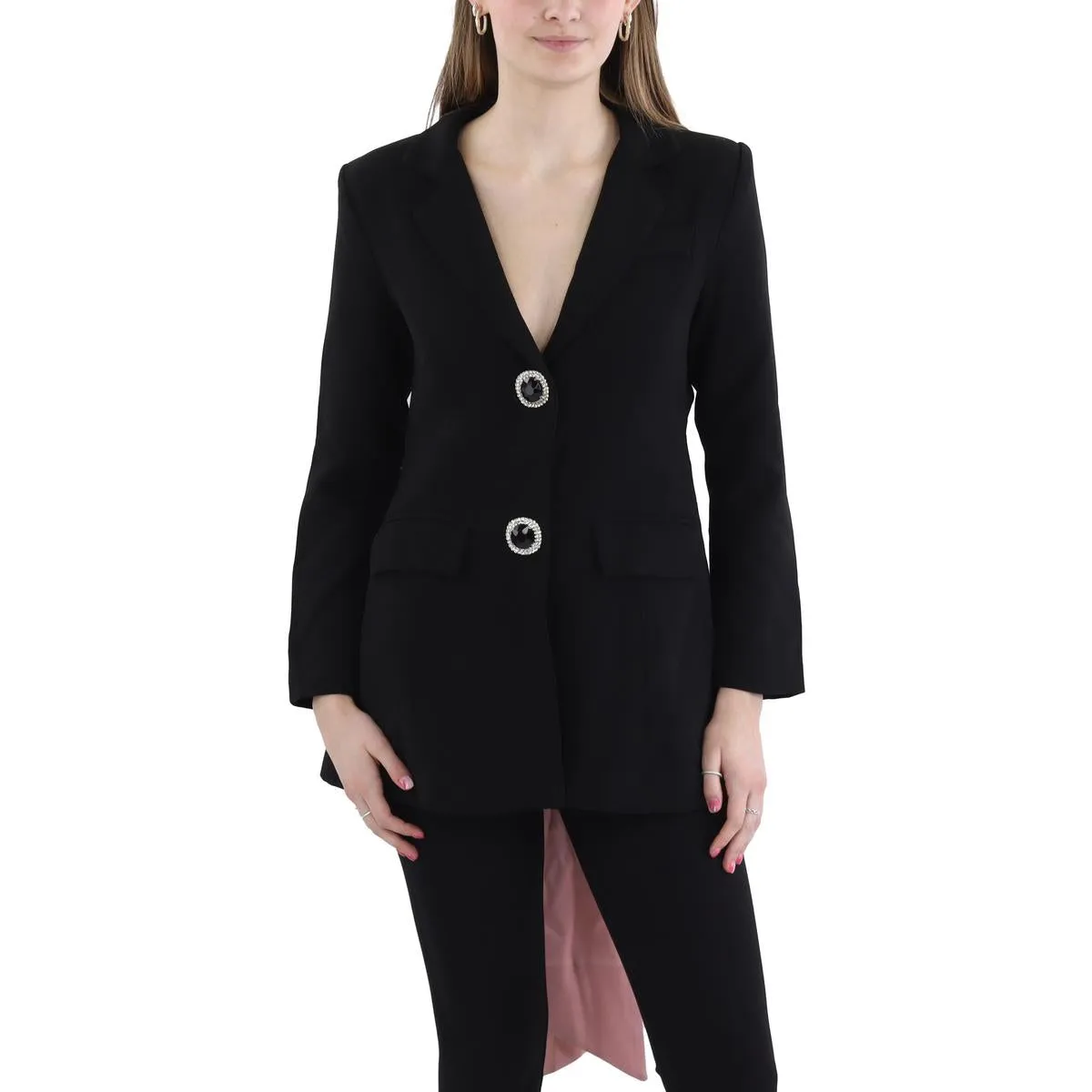 Womens Bow Open Back Two-Button Blazer