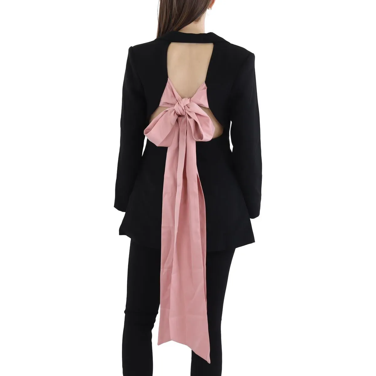 Womens Bow Open Back Two-Button Blazer