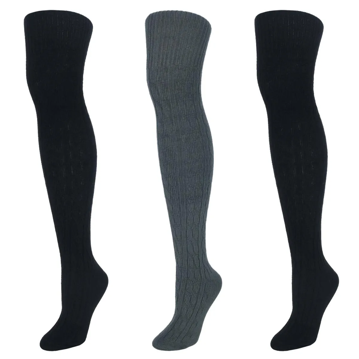 Women's Cable Knit Over-The-Knee Soft Socks (3 Pairs)