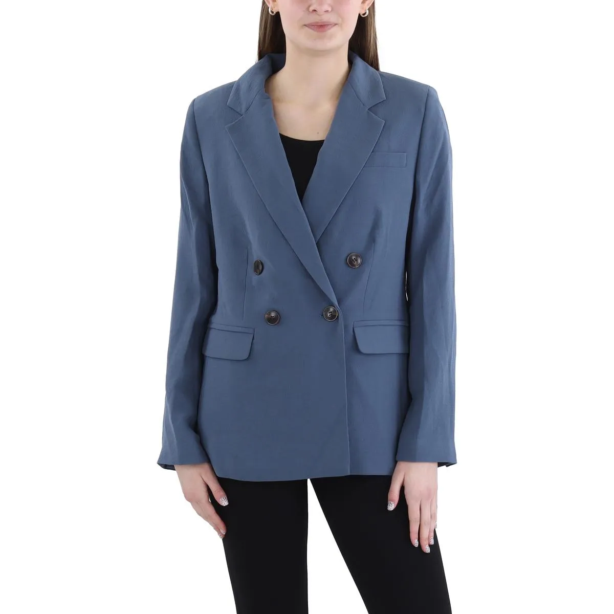 Womens Collar Polyester Double-Breasted Blazer